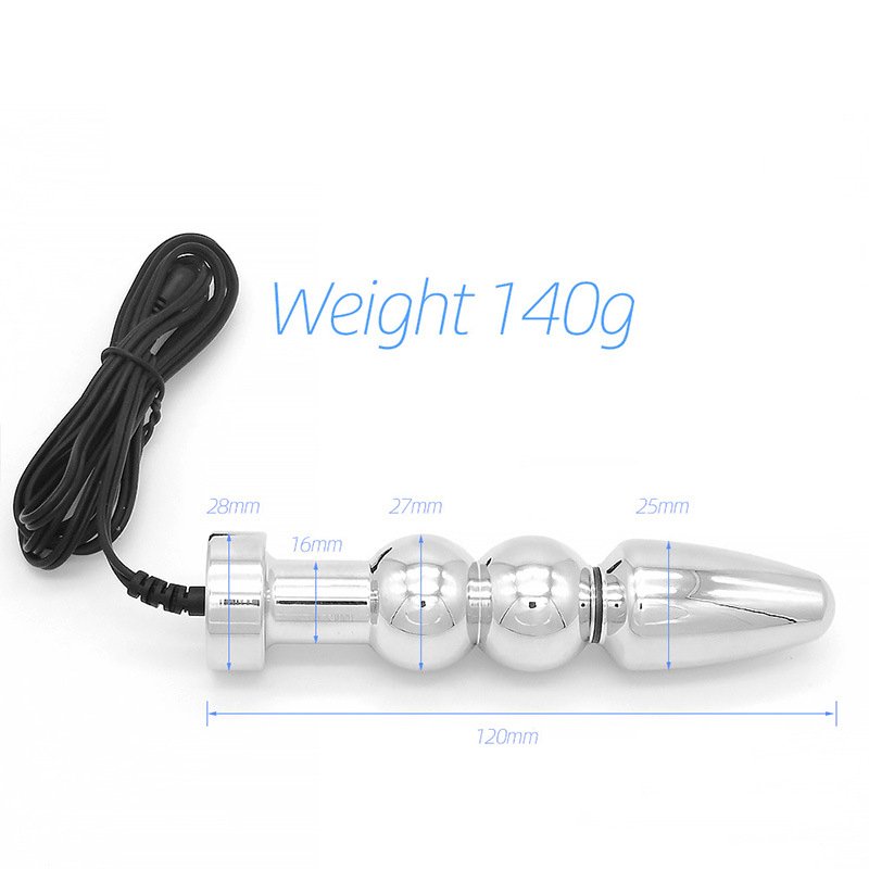 TB-E246 Stainless steel anal plug with electro cable - Anal beads