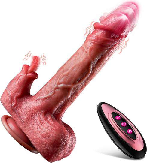 Wireless Remote Control Telescoping Vibrator with Heating - Realistic