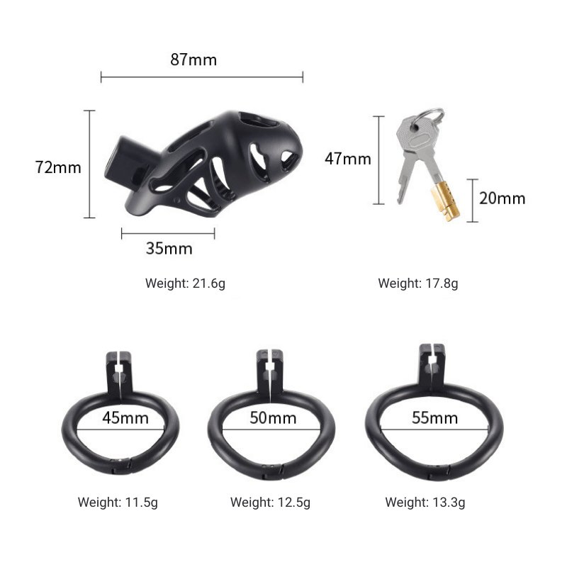 TB-B173 Chastity Cage with Padlock Flat Base Ring