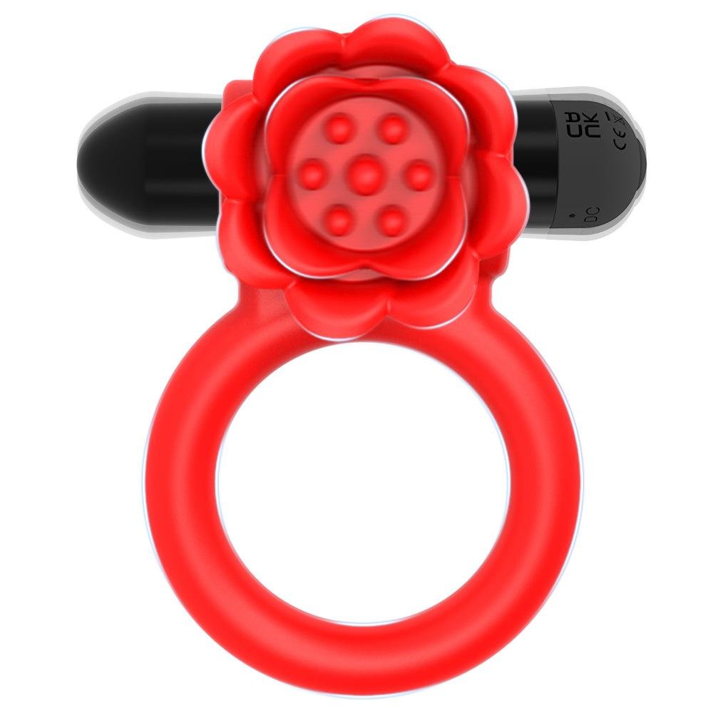 TB-0584 Rose Cock Ring (with rechargeable bullet vibrator) - Cock Rings