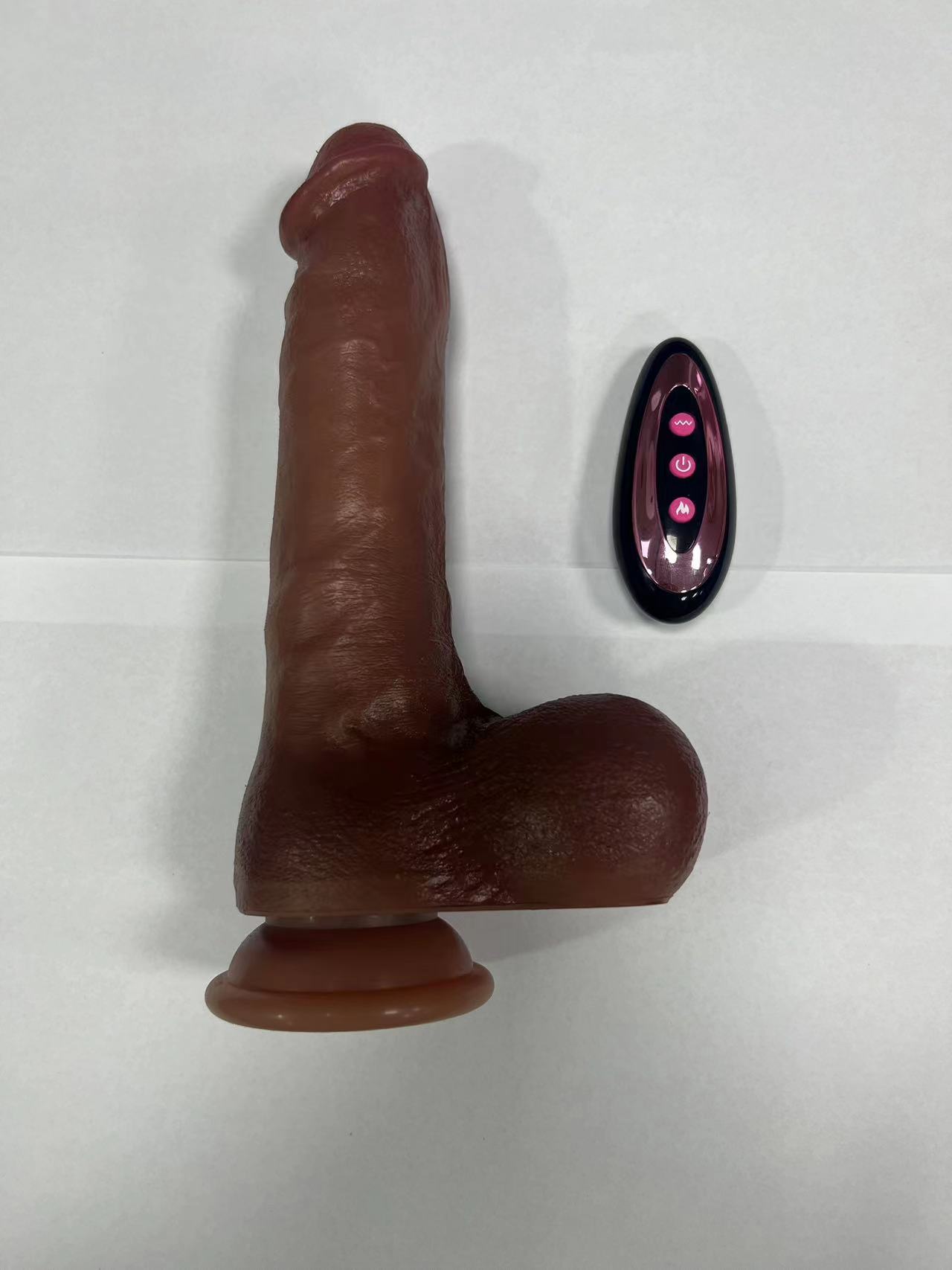 Telescopic Swinging Heating Vibrating Silicone Massager with Remote Control (4.3x21.5cm) - Realistic