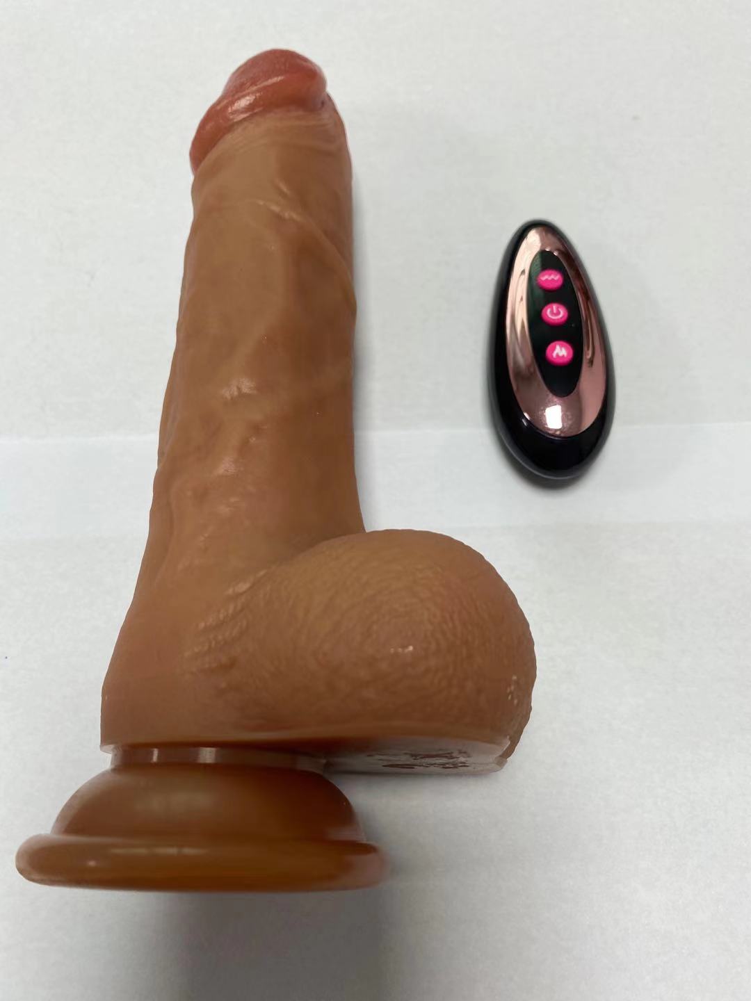 Telescopic Swinging Heating Vibrating Silicone Massager with Remote Control 21cm - Realistic
