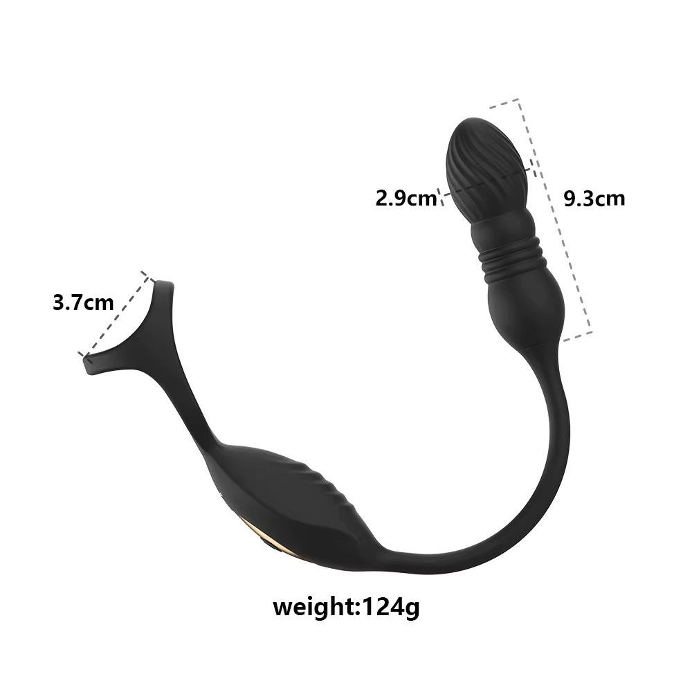 TB-A403 Triathrust Vibe Thrusting and Vibrating Butt Bullet WIth Attached Vibrator and Tri-C ring