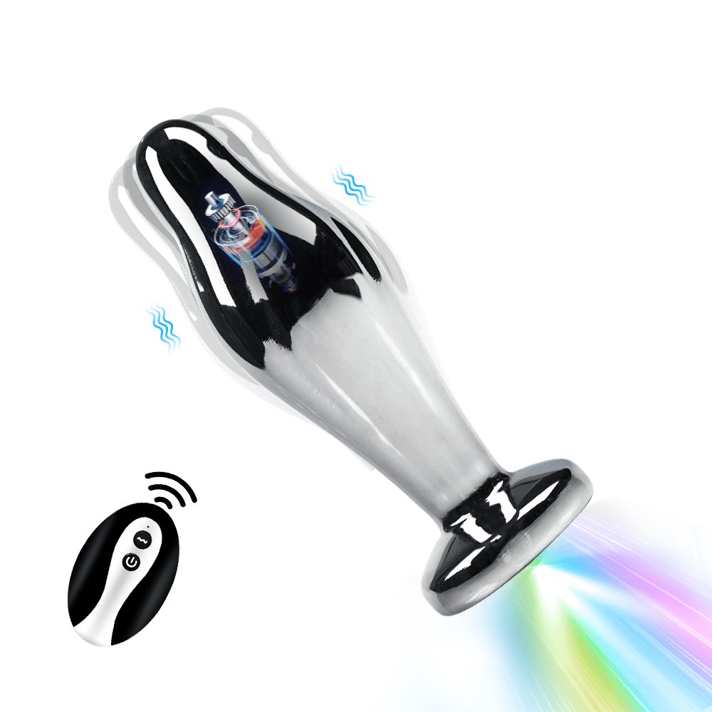 Metallic Silicone Remote Vibrating Anal Plug - Butt Plugs