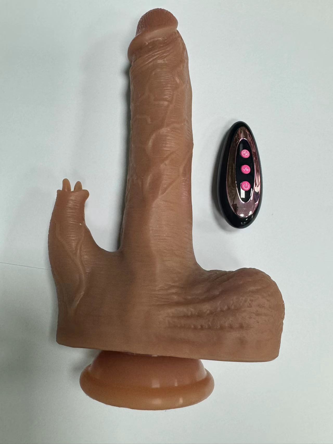 Telescopic Swinging Heating Vibrating Silicone Rabbit Vibrator 23.5cm - Realistic