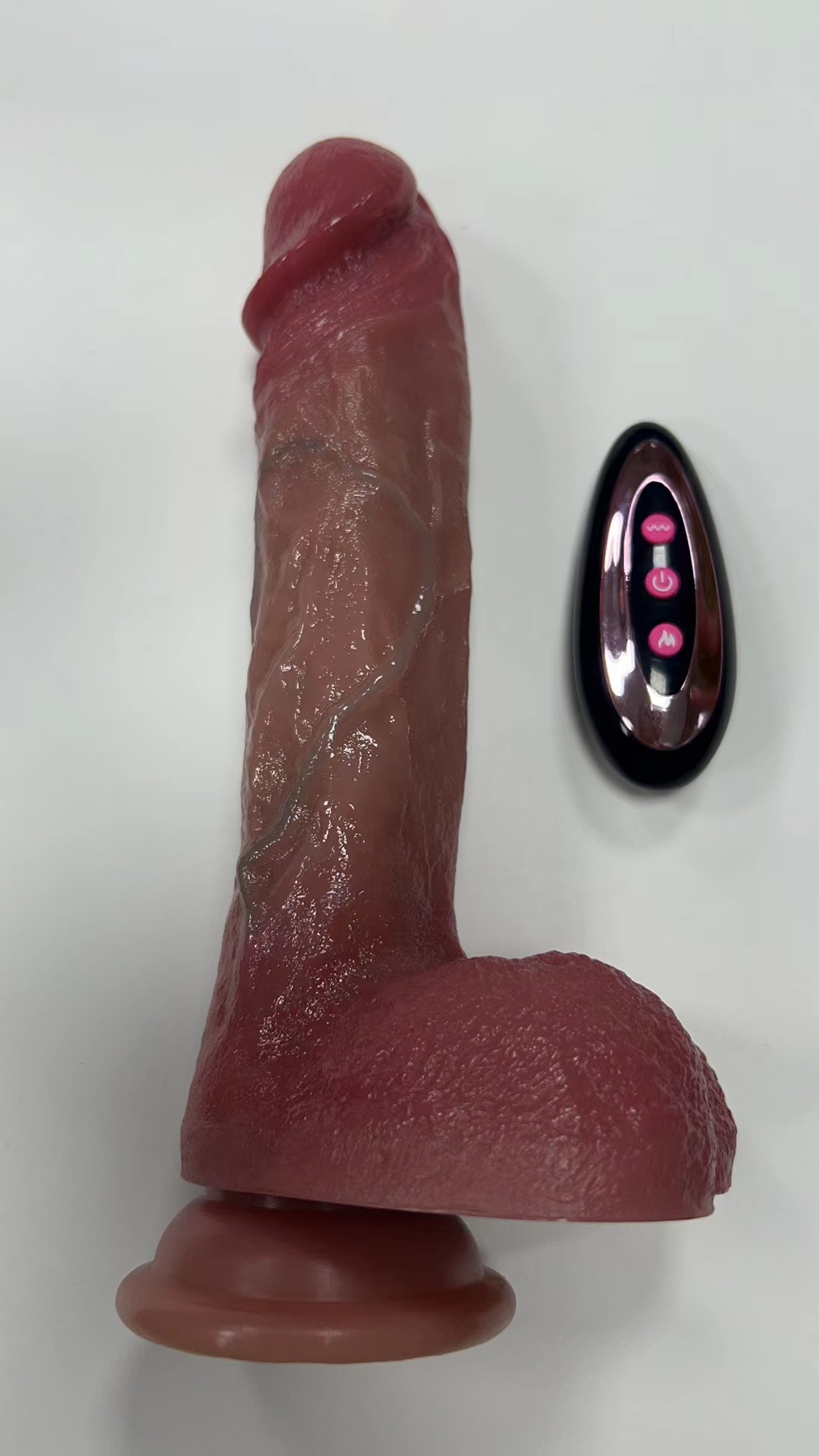 Telescopic Swinging Heating Vibrating Silicone Massager with Remote Control (3.9x21.5cm) - Realistic