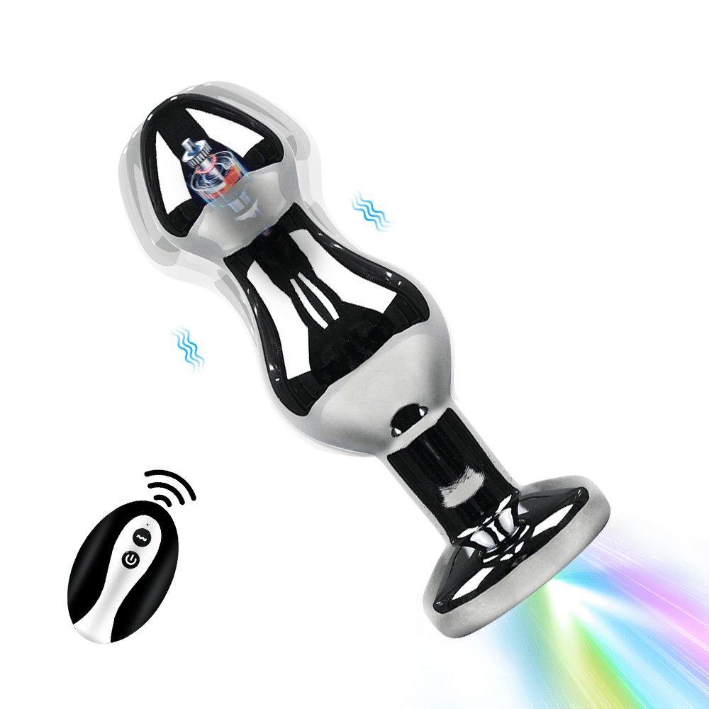 Silicone Metal Vibrating Remote Control Waterproof Plug - Thrusting