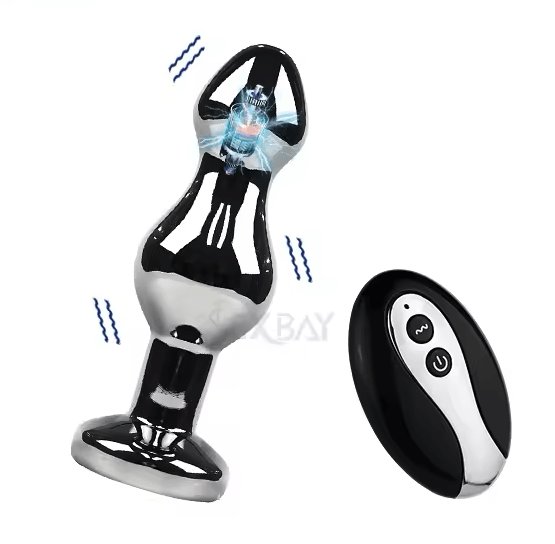 WhisperVibe Vibrating Metal Anal Plug With Wireless Control - Thrusting