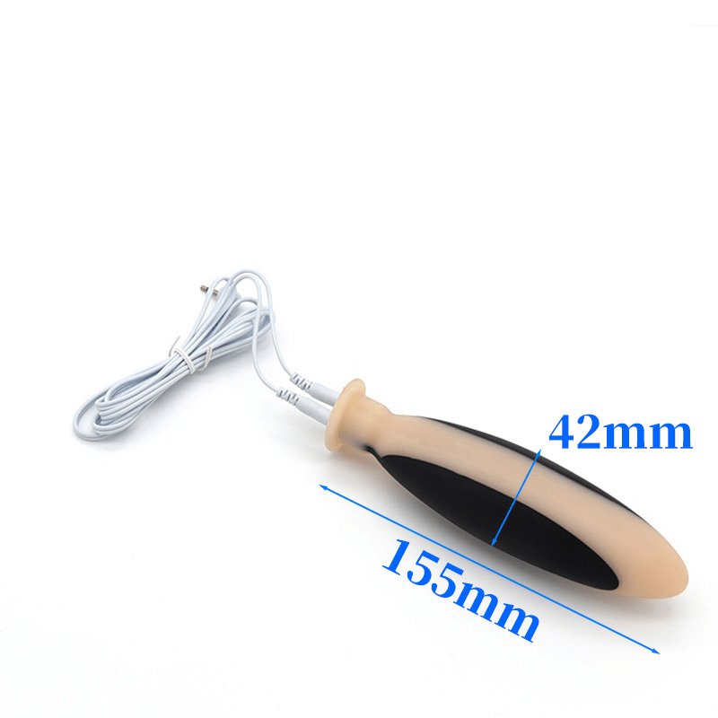 TB-E249 electro-conductive silicone anal plug with cable - Butt Plugs