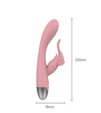 Dual-Density Silicone Vibrator — Blue Pink - Rabbit