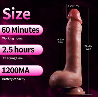 Simulation Vibrating Dildo 22cm Liquid Silicone - Realistic