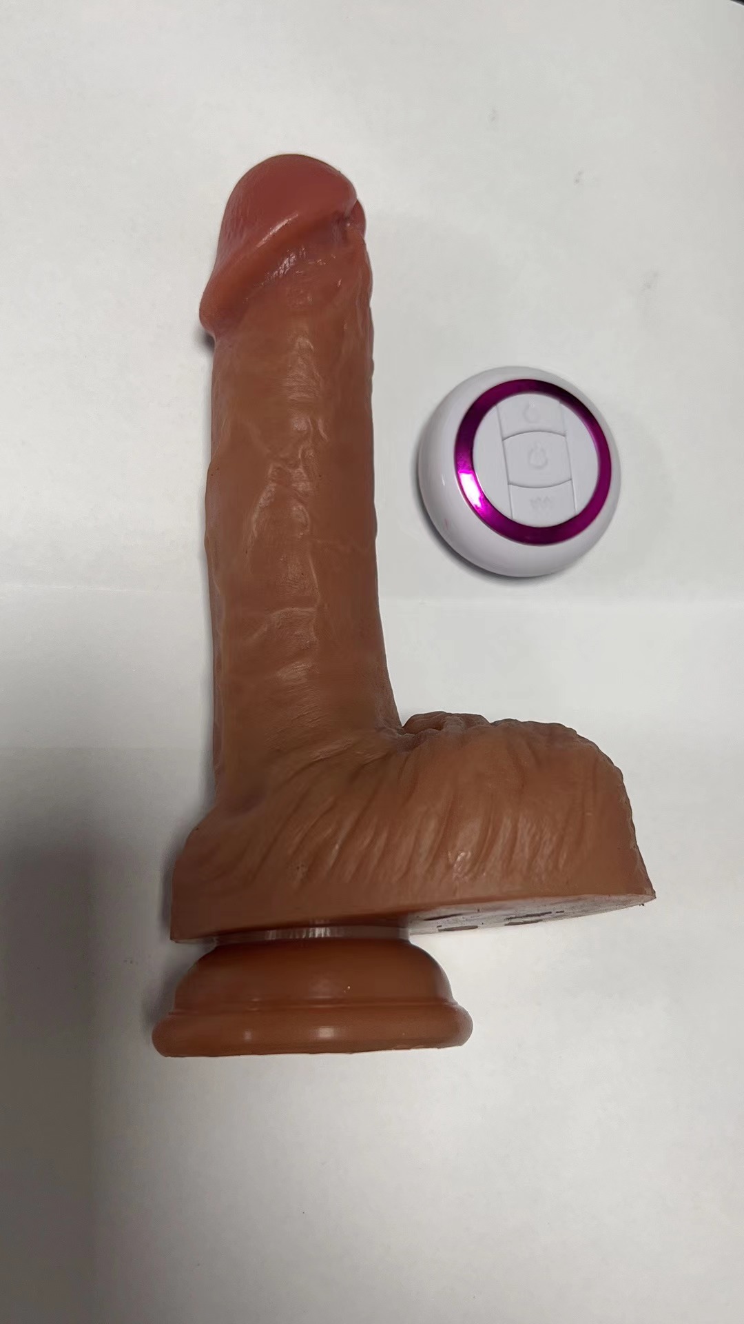 Telescopic Swinging Heating Vibrating Silicone Massager 3.6x19cm - Realistic