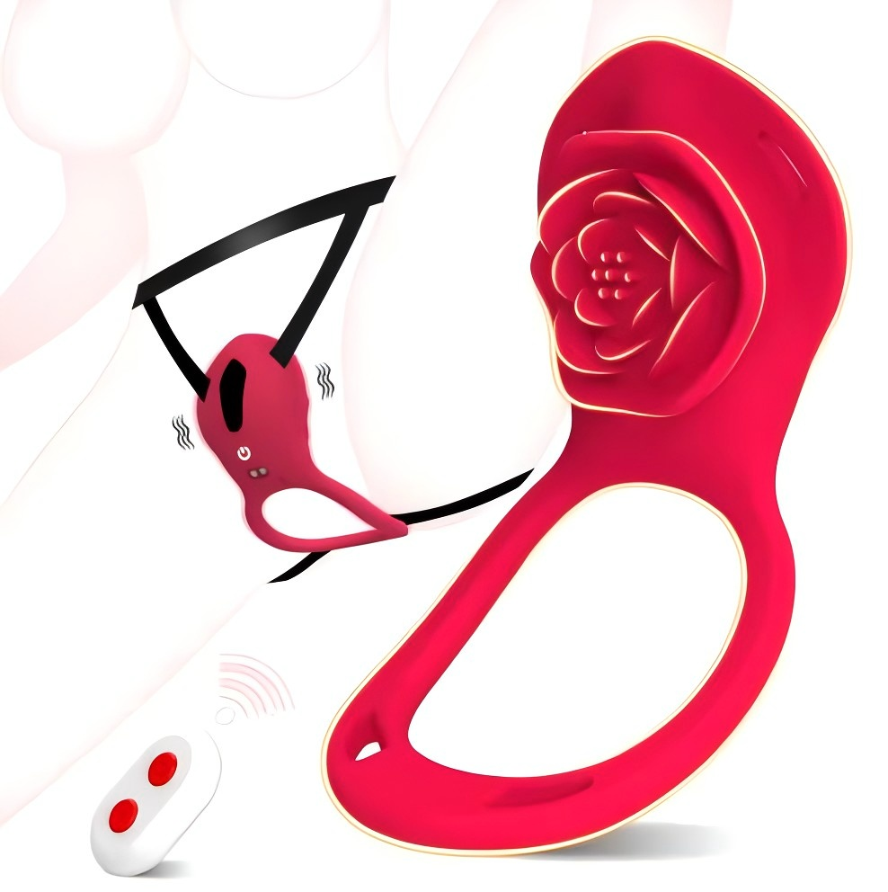 Rose-shaped male vibrating ring - Cock Rings