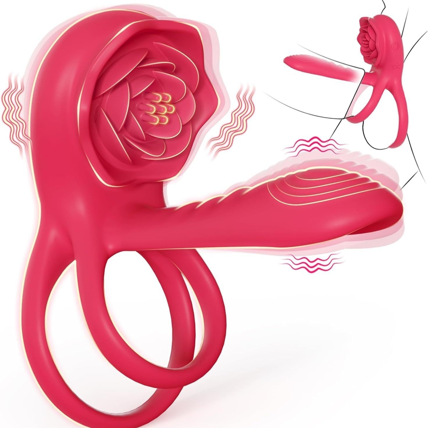 APP-controlled vibrating rose-shaped penile ring