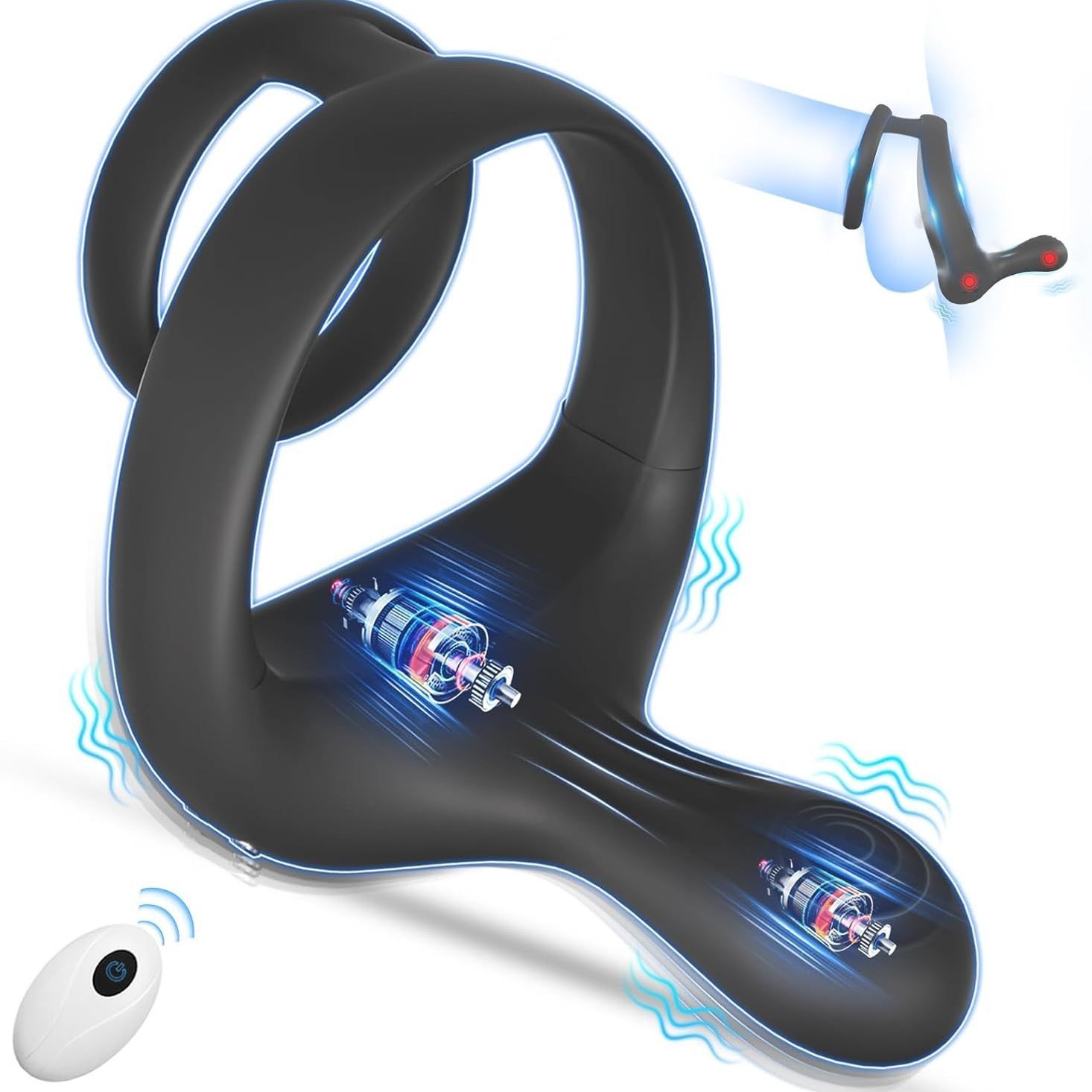 Remote-controlled vibrating lock ring for male use, vibrating massage and delay ring - Cock Rings