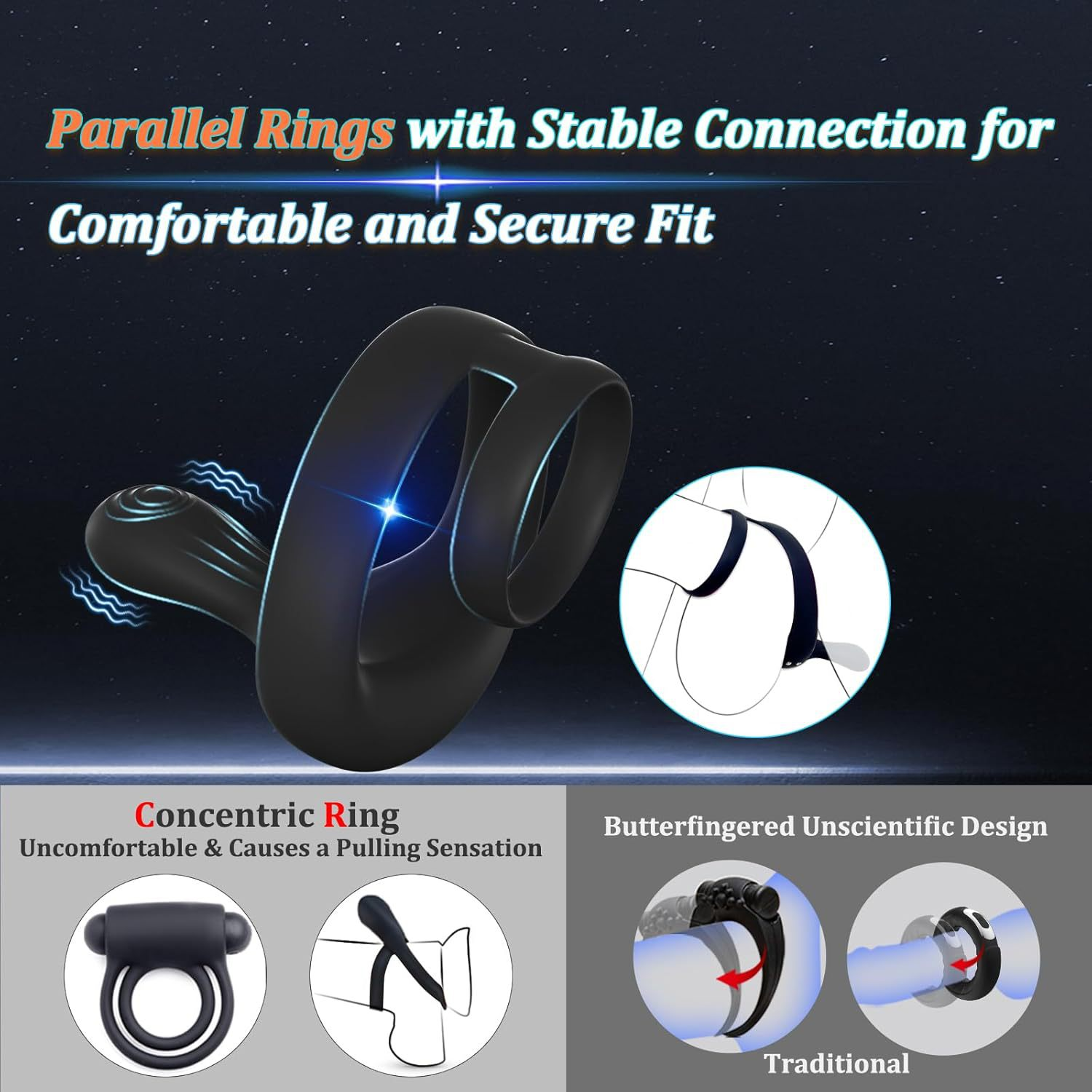Remote-controlled vibrating lock ring for male use, vibrating massage and delay ring