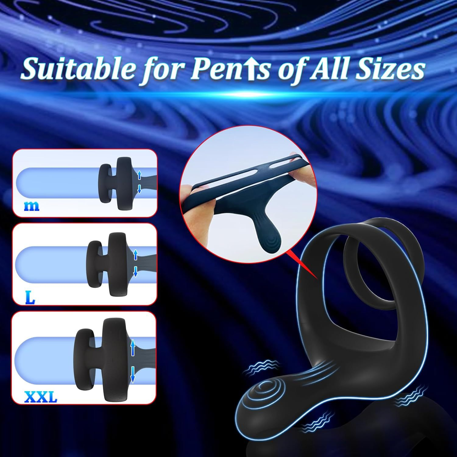 Remote-controlled vibrating lock ring for male use, vibrating massage and delay ring